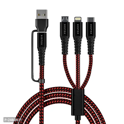 BESTORreg; 60W USB C Multi Fast Charging Cable Nylon Braided Cord 5-in-1 3A USB/C to Type C/Micro/Phone Fast Sync Charger Cable Compatible with Laptop/Tablet/Phone (1.5 M)-thumb0