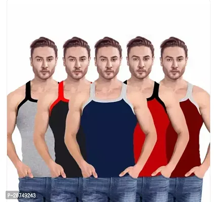 Mens Cotton Gym Vest Pack Of 5 Pcs-thumb0