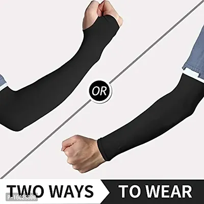 MIZUNA Unisex UV Sun Protection Cooling Arm Shield Men  Women Compression Sports Tattoo Cover Up Sleeves Black-thumb2