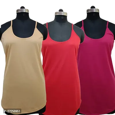 Stylish Multicoloured Satin Solid Camisoles For Women Pack Of 3