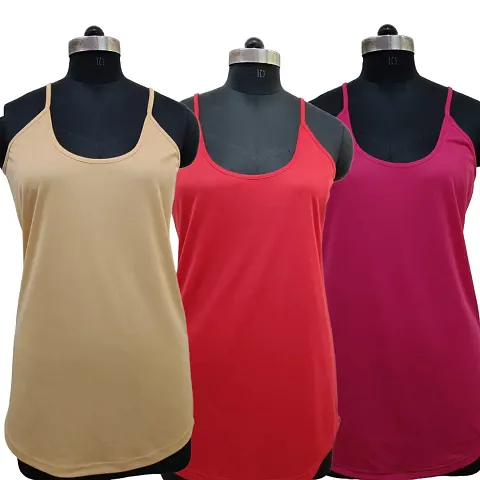 Stylish Satin Solid Camisoles For Women Pack Of 3