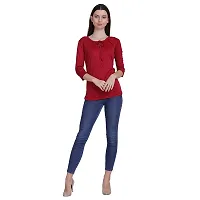 Bhumika Fashions Casual 3/4 Sleeve Solid Women Maroon Top-thumb5