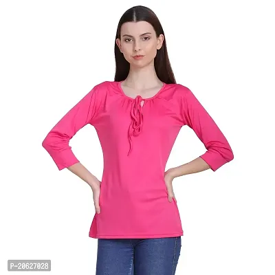 Bhumika Fashions Casual 3/4 Sleeve Solid Women Pink Top-thumb1