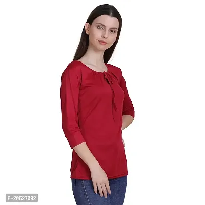 Bhumika Fashions Casual 3/4 Sleeve Solid Women Maroon Top-thumb5