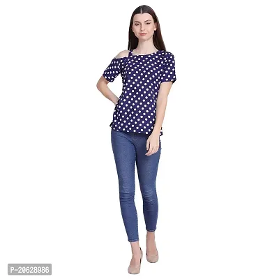 Bhumika Fashions Casual Short Sleeve Printed Women Blue Top-thumb5