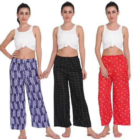 Stylish Printed Palazzo For Women - Pack Of 3