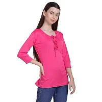 Bhumika Fashions Casual 3/4 Sleeve Solid Women Pink Top-thumb3