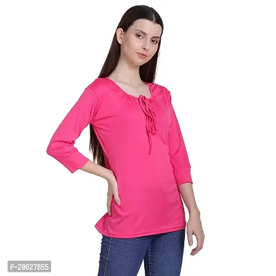 Bhumika Fashions Casual 3/4 Sleeve Solid Women Pink Top-thumb4