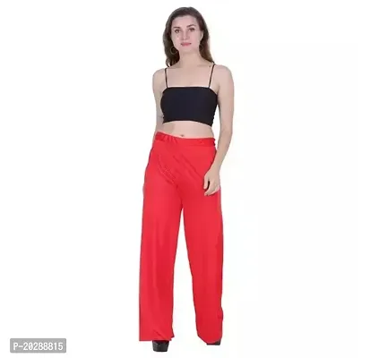 Stunning Red Polyester Solid Palazzo For Women