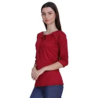 Bhumika Fashions Casual 3/4 Sleeve Solid Women Maroon Top-thumb3