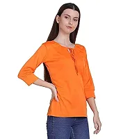 Bhumika Fashions Casual 3/4 Sleeve Solid Women Orange Top-thumb4