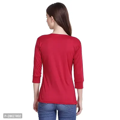 Bhumika Fashions Casual 3/4 Sleeve Solid Women Maroon Top-thumb3