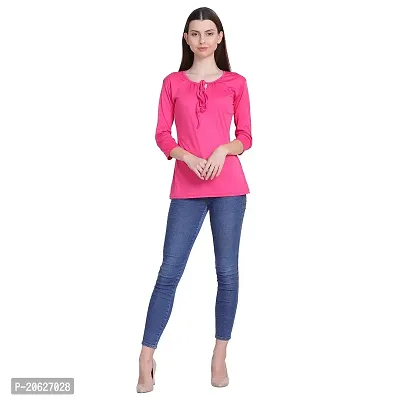 Bhumika Fashions Casual 3/4 Sleeve Solid Women Pink Top-thumb6