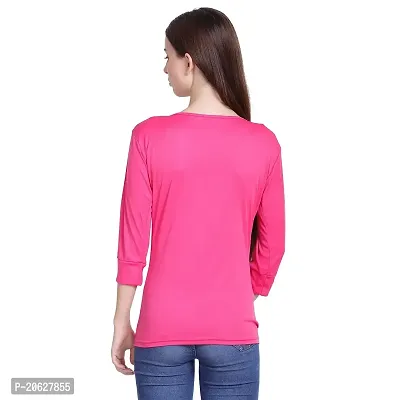 Bhumika Fashions Casual 3/4 Sleeve Solid Women Pink Top-thumb2