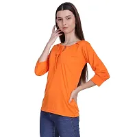 Bhumika Fashions Casual 3/4 Sleeve Solid Women Orange Top-thumb2