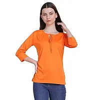 Bhumika Fashions Casual 3/4 Sleeve Solid Women Orange Top-thumb4