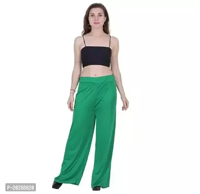 Stunning Green Polyester Solid Palazzo For Women