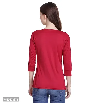 Bhumika Fashions Casual 3/4 Sleeve Solid Women Maroon Top-thumb3