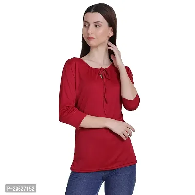 Bhumika Fashions Casual 3/4 Sleeve Solid Women Maroon Top