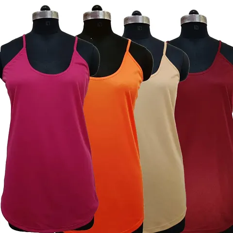 Stylish Satin Solid Camisoles For Women - Pack Of 3