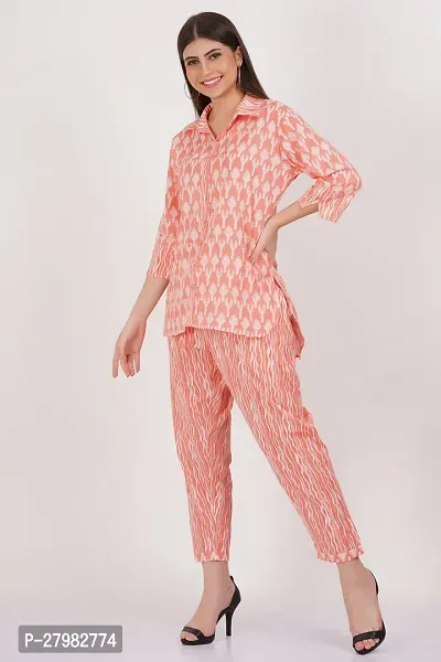 Stylish Pink Cotton Printed Lounge Set For Women-thumb4