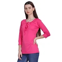 Bhumika Fashions Casual 3/4 Sleeve Solid Women Pink Top-thumb3