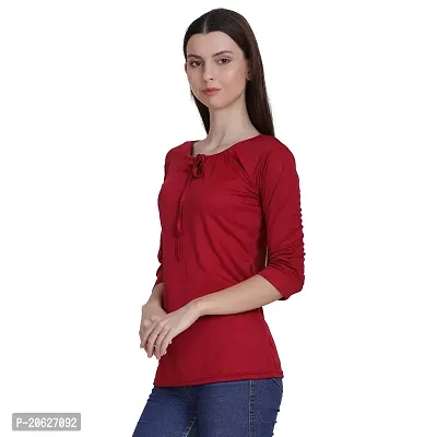 Bhumika Fashions Casual 3/4 Sleeve Solid Women Maroon Top-thumb4