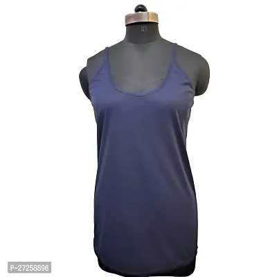 Stylish Navy Blue Satin Solid Camisoles For Women