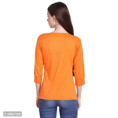 Bhumika Fashions Casual 3/4 Sleeve Solid Women Orange Top-thumb2