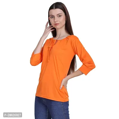 Bhumika Fashions Casual 3/4 Sleeve Solid Women Orange Top-thumb3