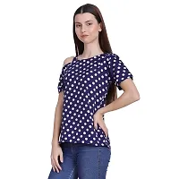 Bhumika Fashions Casual Short Sleeve Printed Women Blue Top-thumb2