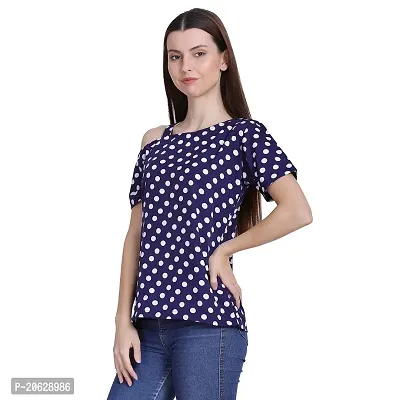 Bhumika Fashions Casual Short Sleeve Printed Women Blue Top-thumb3