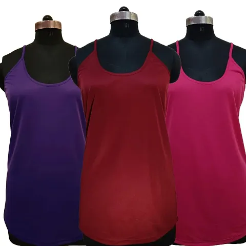 Stylish Satin Solid Camisoles For Women - Pack Of 3