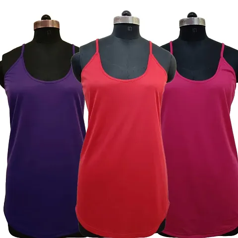 Stylish Satin Solid Camisoles For Women Pack Of 3