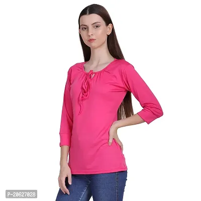 Bhumika Fashions Casual 3/4 Sleeve Solid Women Pink Top-thumb4