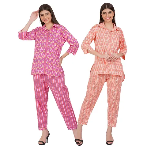 Set Of 2 New Launch Cotton Printed Night Suit For Women/Lounge Set For Women