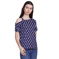 Bhumika Fashions Casual Short Sleeve Printed Women Blue Top-thumb3