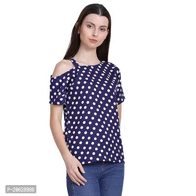 Bhumika Fashions Casual Short Sleeve Printed Women Blue Top-thumb4