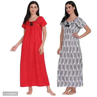 Stylish Multicoloured Polyester Nighty For Women Pack Of 2-thumb0