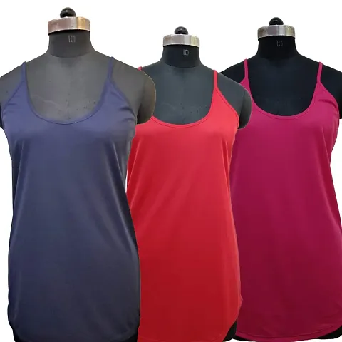 Stylish Satin Solid Camisoles For Women Pack Of 3