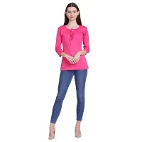 Bhumika Fashions Casual 3/4 Sleeve Solid Women Pink Top-thumb5