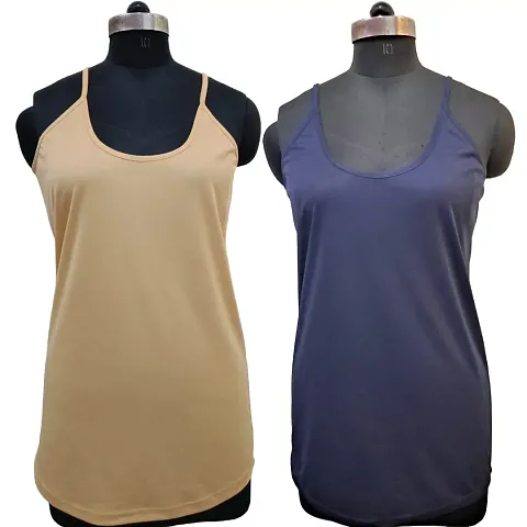 Stylish Satin Solid Camisoles For Women - Pack Of 2