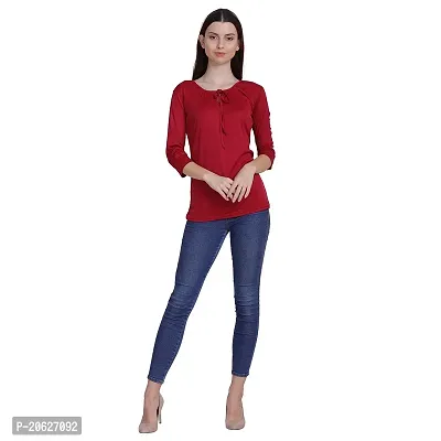 Bhumika Fashions Casual 3/4 Sleeve Solid Women Maroon Top-thumb6