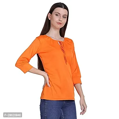 Bhumika Fashions Casual 3/4 Sleeve Solid Women Orange Top-thumb5