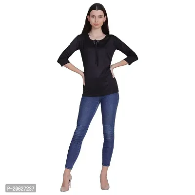 Bhumika Fashions Casual 3/4 Sleeve Solid Women Black Top