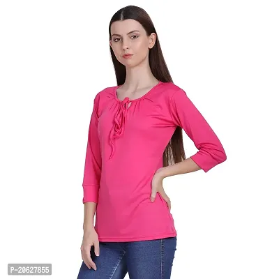 Bhumika Fashions Casual 3/4 Sleeve Solid Women Pink Top-thumb3