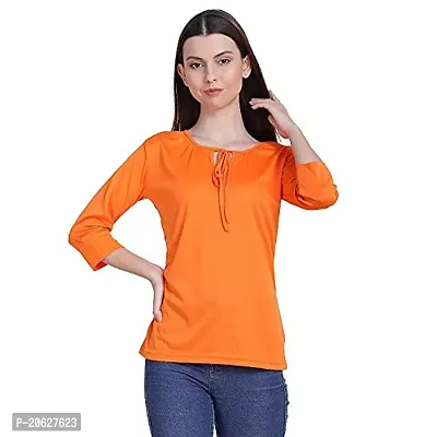 Bhumika Fashions Casual 3/4 Sleeve Solid Women Orange Top-thumb6