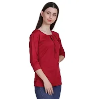 Bhumika Fashions Casual 3/4 Sleeve Solid Women Maroon Top-thumb4