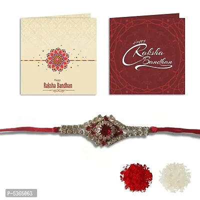 Designer Silver Crystal Diamond Rakhi for Brother-thumb0