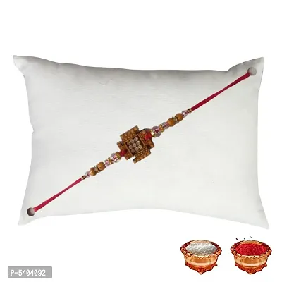 Sandalwood Sawtik Diamond Rakhi For Brother-thumb3